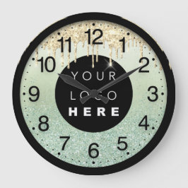 Relógio Grande Logotipo de Drives de Blush Metálicos com Glitter 