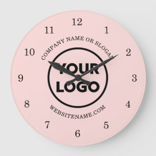Relógio Grande Logotipo e texto personalizados em chic a rosa