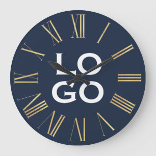 Relógio Grande Logotipo ou imagem personalizados em azul-marinho