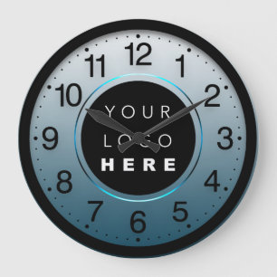 Relógio Grande Logotipo Personalizado Azul Teal de Minimalismo da