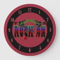 Logotipo Rainbow Rock Em Guitares E Estrelas Clock