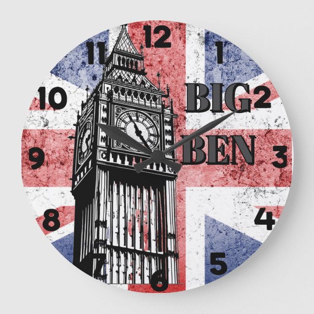Relógio Grande London Big Ben Union Jack (Frente)