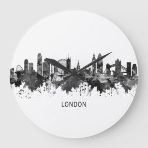 Relógio Grande London England Skyline BW