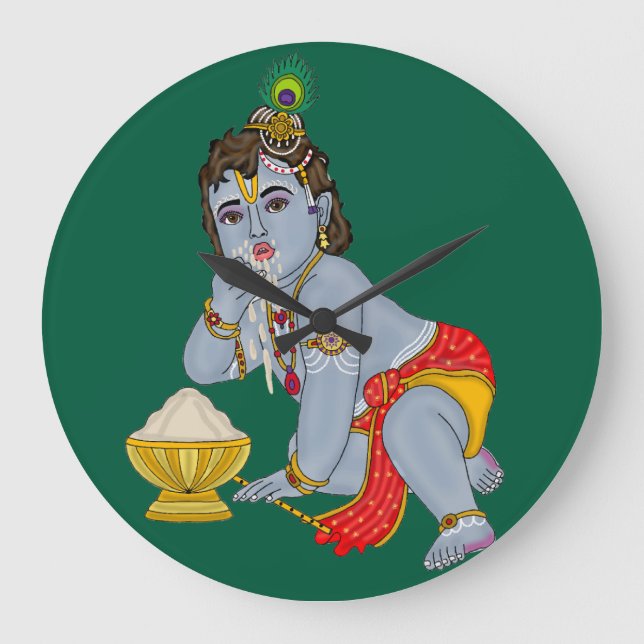 Relógio Grande Lord Krishna Wall Clock (Frente)