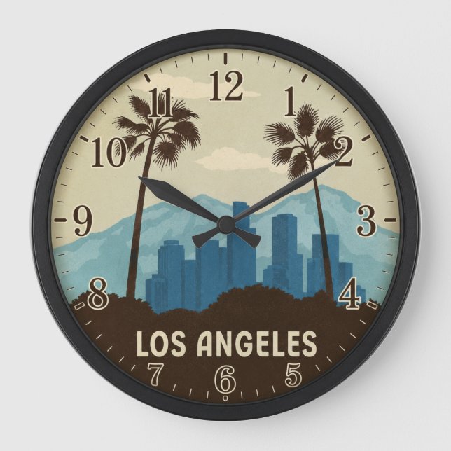 Relógio Grande Los Angeles Skyline (Frente)