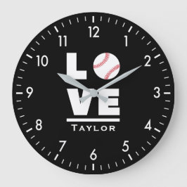 Relógio Grande Love And Live Baseball Sports Fan Custom Name