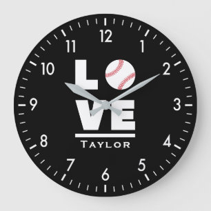 Relógio Grande Love And Live Baseball Sports Fan Custom Name