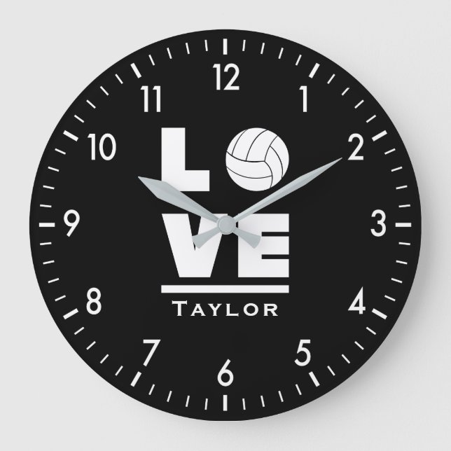 Relógio Grande Love And Live Volleyball Sports Fan Custom Name (Frente)