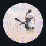 Relógio Grande Love Couples Photo Template With Digits Numbers<br><div class="desc">Zaubershirts Designs -  
A romantic design featuring a photo template.
Easily customize this clock with your photo or image.
For additional customization easily drop me a message below. 
I would be more than happy to make your design wishes come true! 
www.zazzle.com/store/zaubershirts 
www.zazzle.com/store/youropea_papeterie</div>
