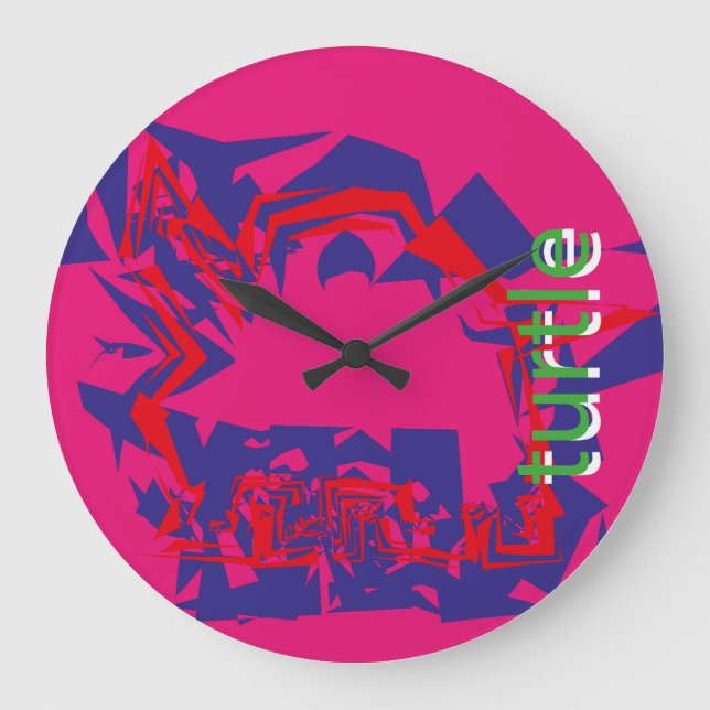 Relógio Grande LOVE GEOMESKY ANIMALS turtle BY MASANSER (Frente)