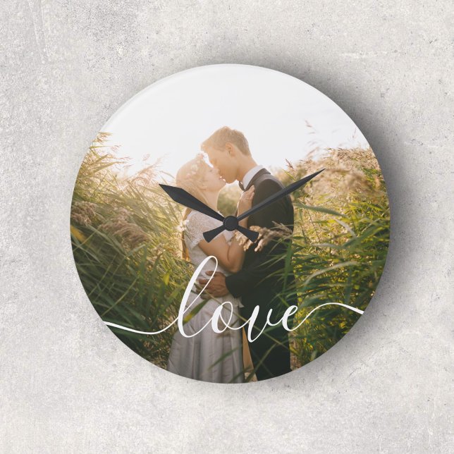 Relógio Grande Love Modern Simple Photo (Criador carregado)