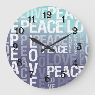 Relógio Grande Love Peace Purple Aqua Ombre