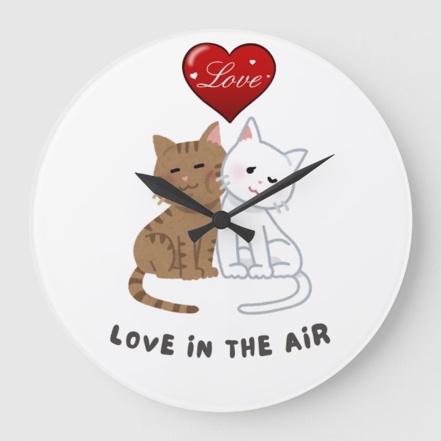 Relógio Grande Lovers' Cat Wall Clock (Frente)