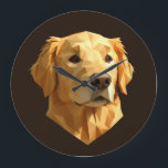 Relógio Grande Low-Poly Golden Retriever<br><div class="desc">Celebrate your favorite furry friend with this stunning Golden Retriever portrait. Created in a modern, geometric 'Low Poly' art style, this design uses sharp polygonal shapes and warm golden tones to bring out the loyal and friendly spirit of the dog. A perfect minimalist and artistic choice for dog lovers, pet...</div>