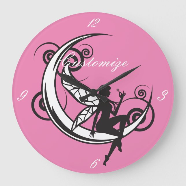 Relógio Grande Lua Fada Silhueta Thunder_Cove (Frente)