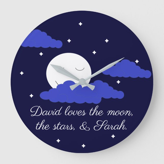 Relógio Grande Lua Romântica com Estrelas (Frente)