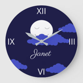 Relógio Grande Lua sorridente com nuvens escuras