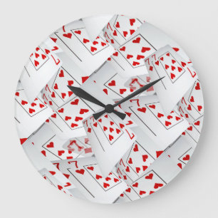 Relógio Grande Lucky Sevens Diamantes E Cartões De Poker,