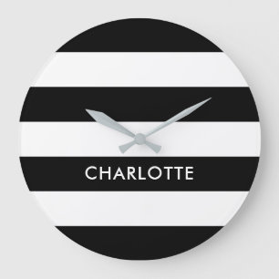 Relógio Grande Lúpulo Elegante Personalizado, preto e branco