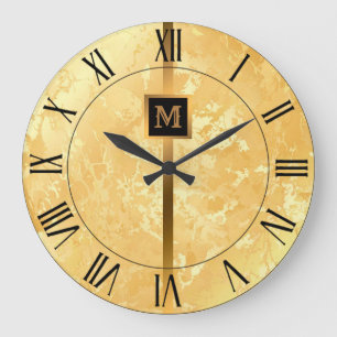 Relógio Grande Luxo Elegante Moderno Mármore Preto Dourado