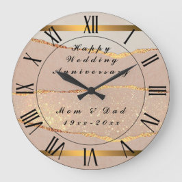 Relógio Grande Luxo Personalize o Rosa brilhante Dourado