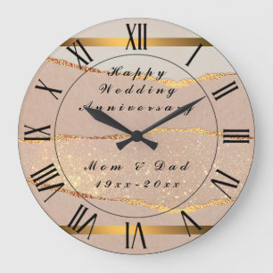 Relógio Grande Luxo Personalize o Rosa brilhante Dourado