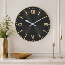 Relógio Grande Luxury Black & Gold Modern Minimalist