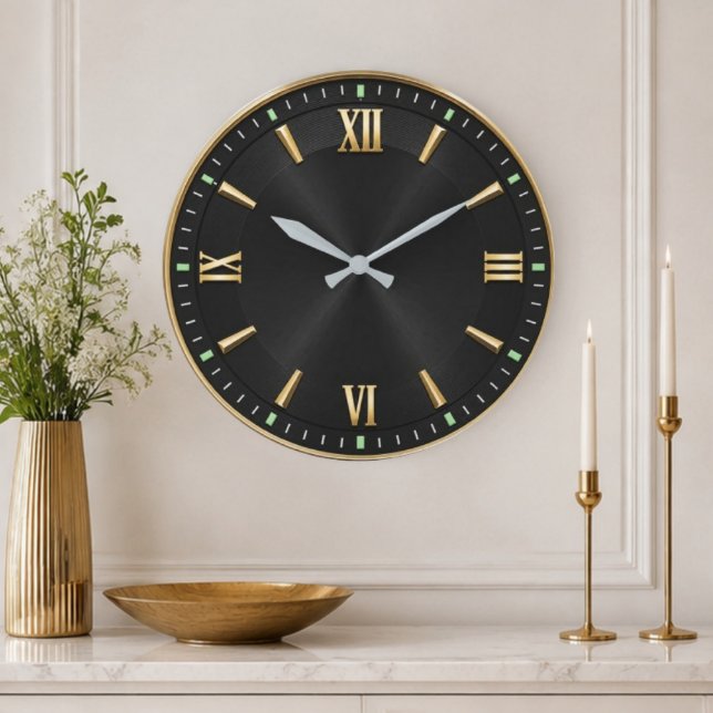 Relógio Grande Luxury Black & Gold Modern Minimalist  (Criador carregado)