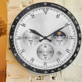 Relógio Grande Luxury Chronograph Silver Racing Dial