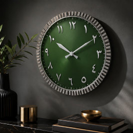 Relógio Grande Luxury Emerald Green Arabic Numeral Modern Islamic