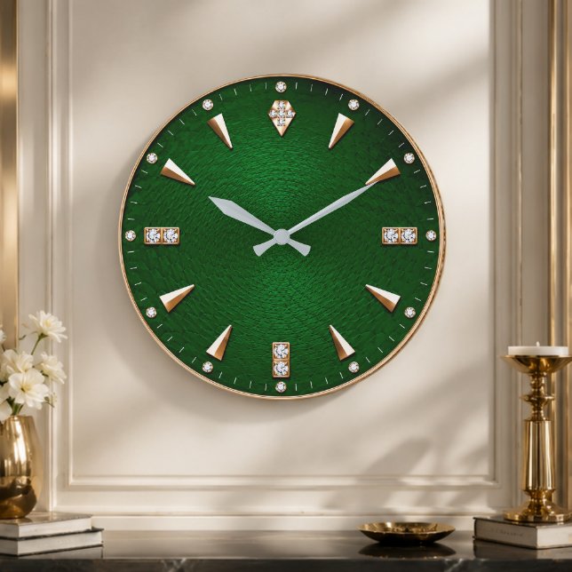 Relógio Grande Luxury Emerald Green Diamond  Premium Gold (Criador carregado)