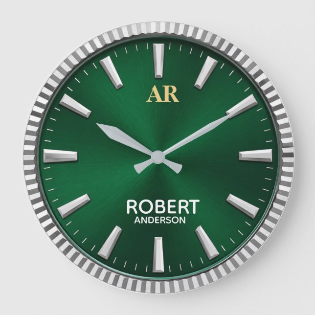 Relógio Grande Luxury Emerald Green Minimalist  (Frente)
