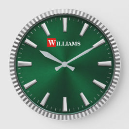 Relógio Grande Luxury Emerald Green & Silver Modern Minimalist