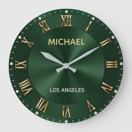 Relógio Grande Luxury Gold Elegant Emerald Green