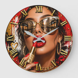Relógio Grande Luxury Lipstick Glam Woman Portrait Shopping