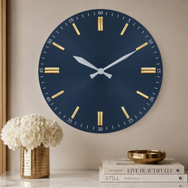 Relógio Grande Luxury Navy Blue & Gold Minimalist (Criador carregado)