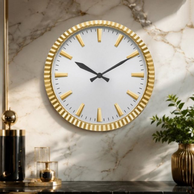 Relógio Grande Luxury Silver & Gold Elegant Minimalist  (Criador carregado)
