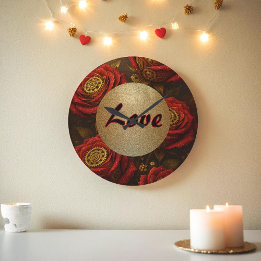 Relógio Grande Luxury Steampunk Roses Romantic Gold Gears