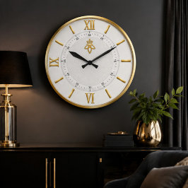 Relógio Grande Luxury White & Gold Elegant Minimalist