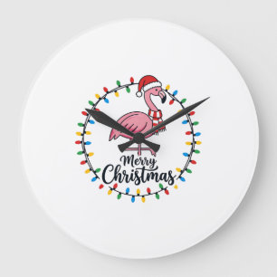 Relógio Grande Luzes de Natal de Flamingo Feriado