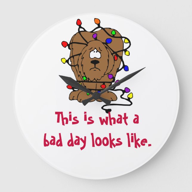 Relógio Grande Luzes de Natal Piadas Noites Feriosas de Cachorro (Frente)