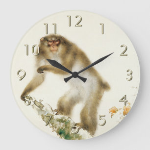 Relógio Grande Macaco Velho com Cereja no outono