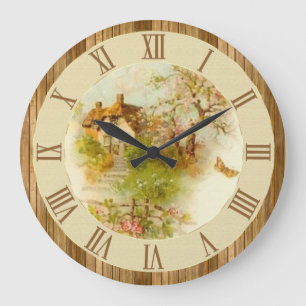 Relógio Grande Madeira bonita da cena da casa de campo do país do