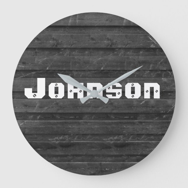 Relógio Grande madeira de carvalho com nome familiar (Frente)