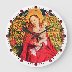 Relógio Grande MADONNA DA MADEIRA DE ROSA, PINK FUCHSIA GEMS, Bra