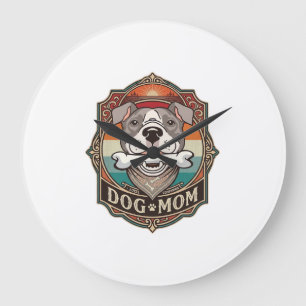 Relógio Grande Mãe de Cachorro Osso Bandana Moldura Vintage_1