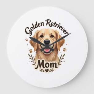 Relógio Grande Mãe do Retriever Dourado Vintage Tipografia Amante