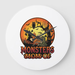 Relógio Grande Mãe dos Monstros Halloween Esqueleto Abóbora Coruj