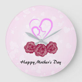 Relógio Grande Mãe e Bebê Cravo Dia das Mães