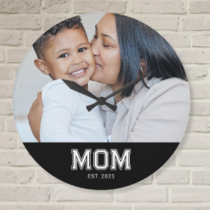 Relógio Grande Mãe Estabeleceu Moderno Branco Negrito Foto Redond
